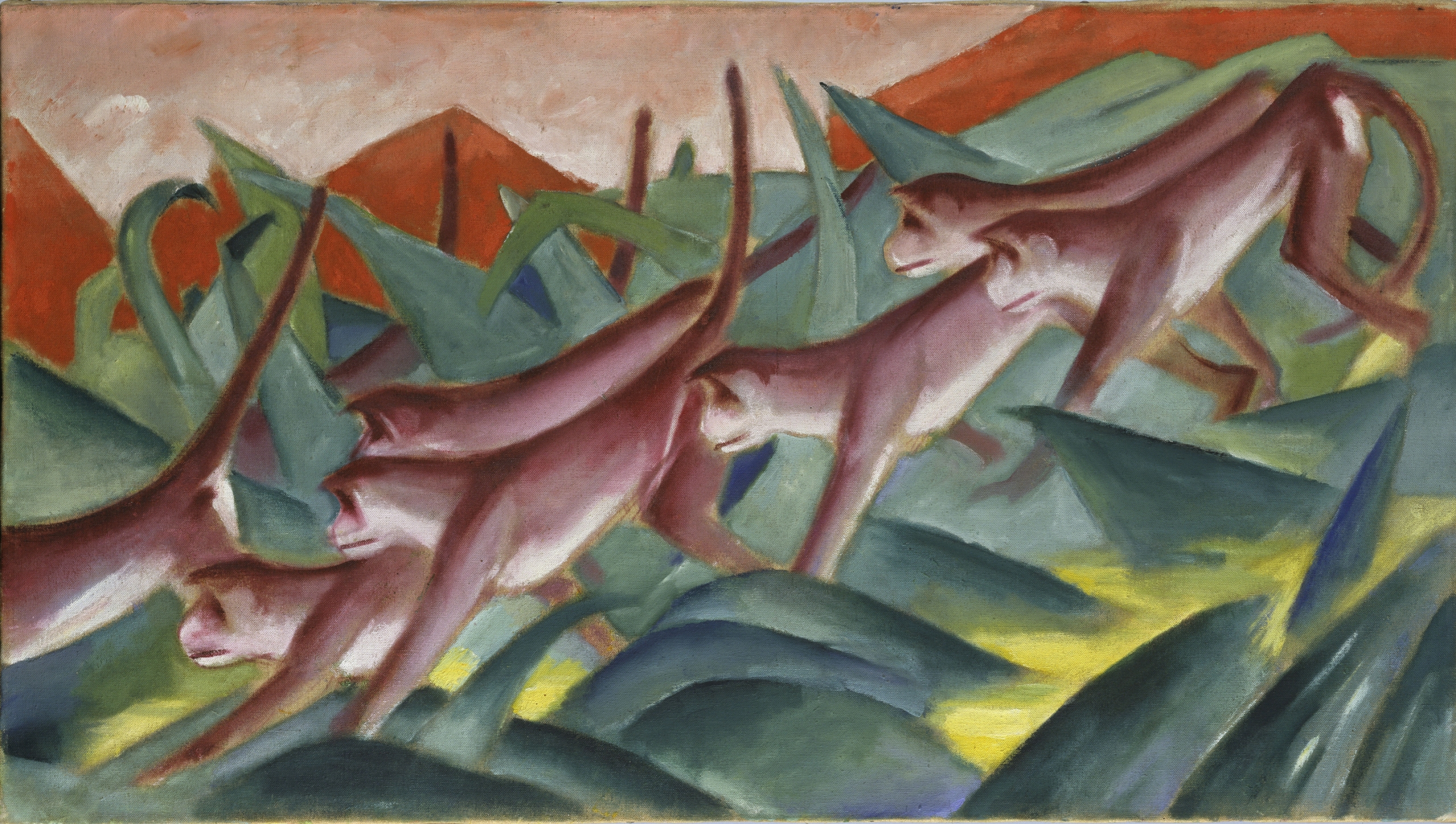 Ein gemaltes Bild von einer Affenhorde