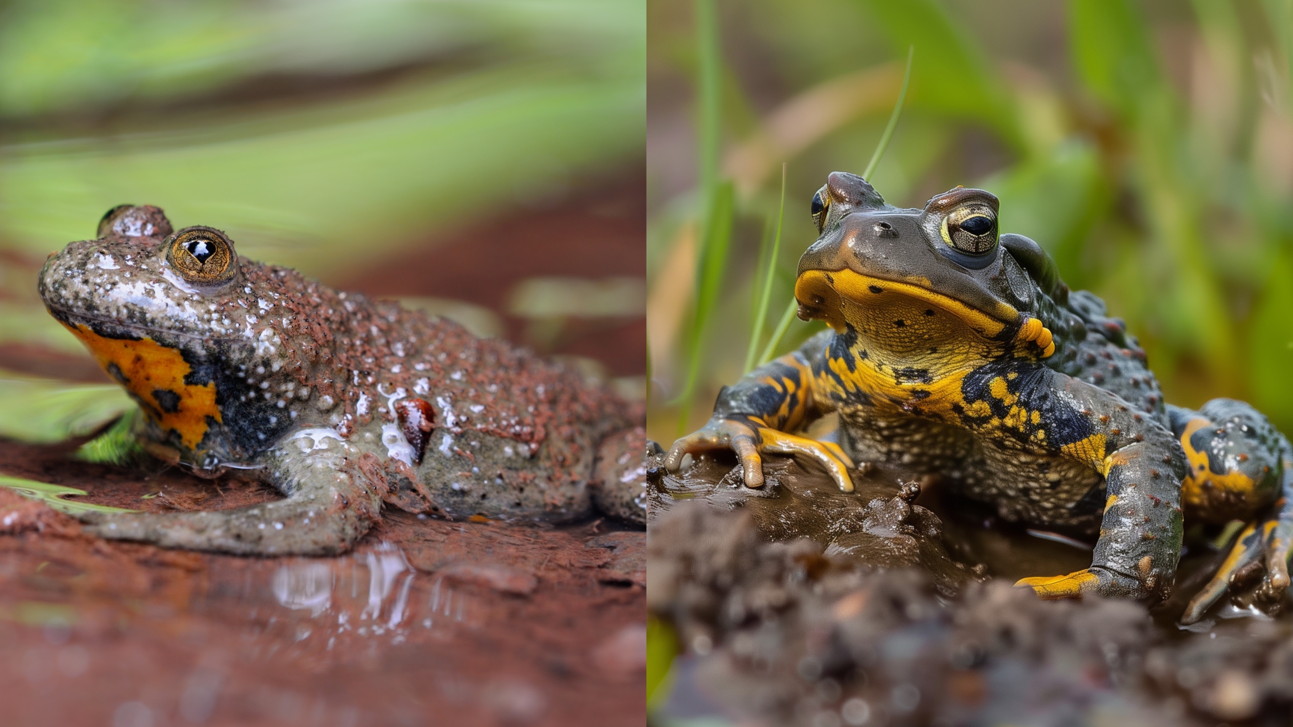 Zwei Bilder einer Gelbbauchunke